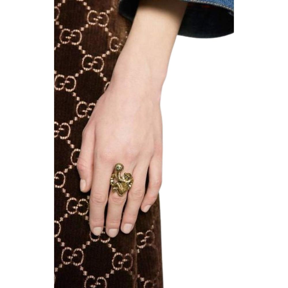 Gucci - Monkey Ring In Metal In Pearl - M - Picture 2 of 5